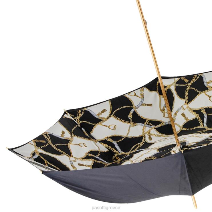 ομπρέλα | PASOTTI 189 5g313-39 h19 - μαύρη ομπρέλα με στάμπα χαλινού διπλό ύφασμα 2N6B8449 γυναίκες